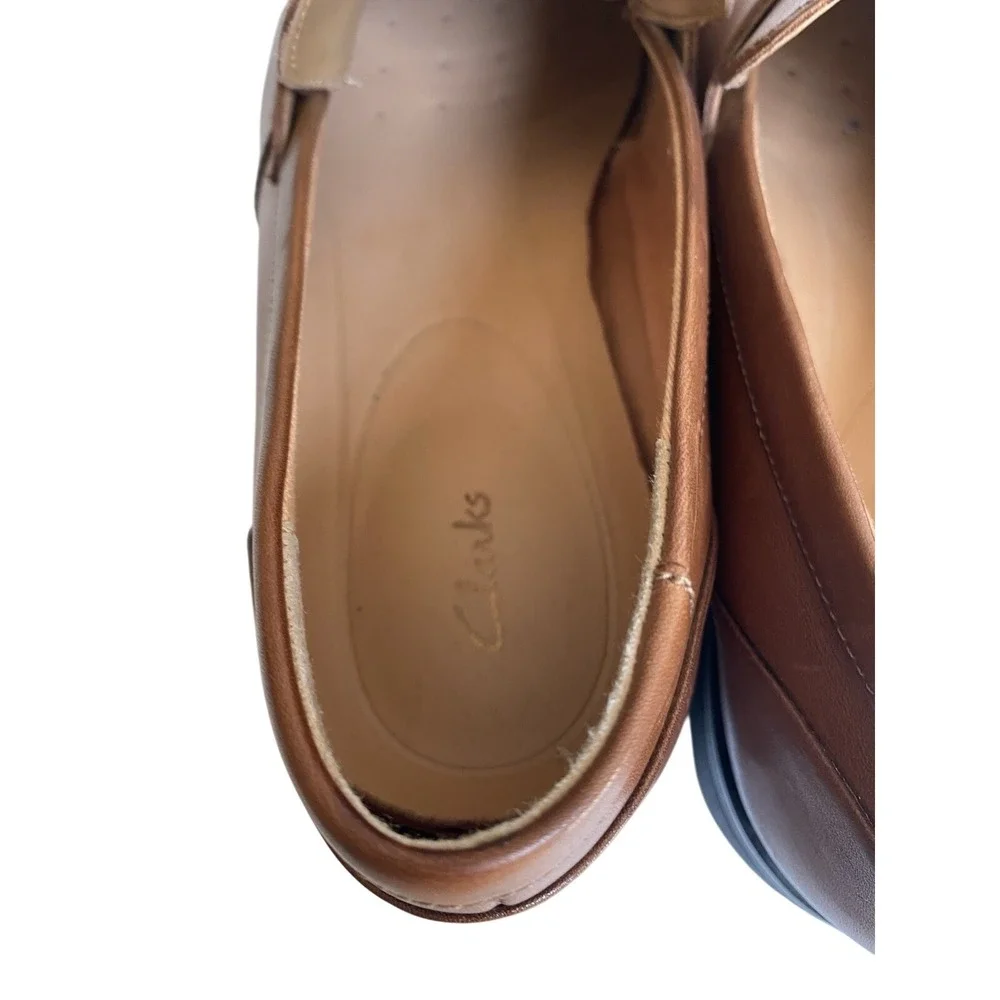 Clarks TILDEN FREE Slip-on Loafer Brown‎ Leather Shoes Mens Size 10.5 M Office